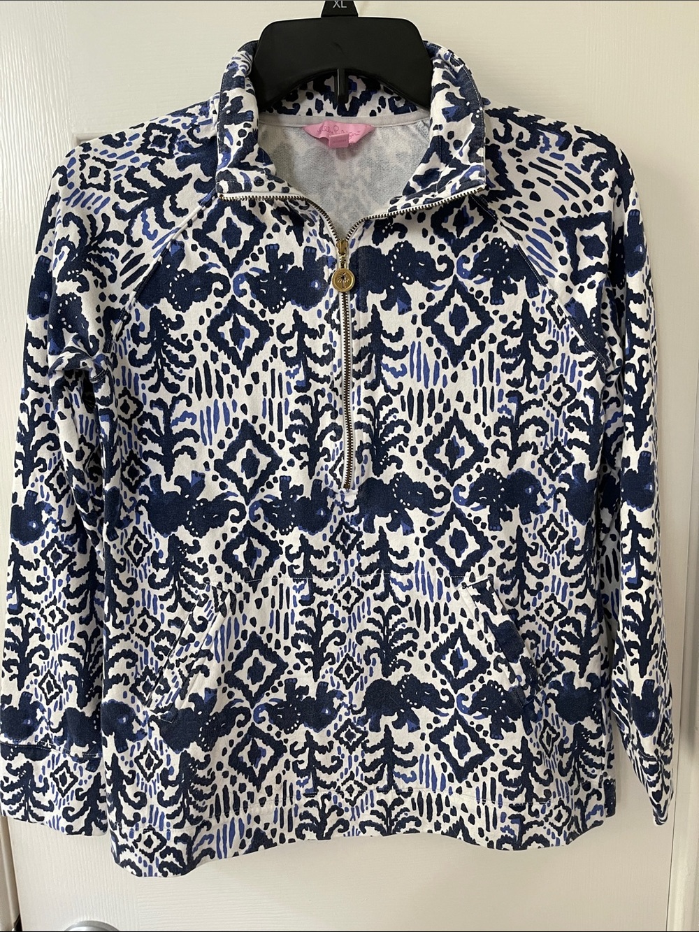 Lilly Pulitzer Navy and White Printed Pullover